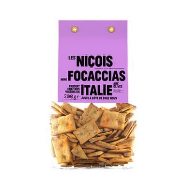 Les niçois Mini Focaccias aux Olives, 200g
