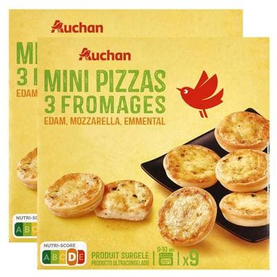 Auchan Mini pizza aux 3 fromages, Lot de 2x270g