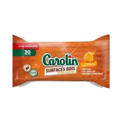 Carolin Lingettes nettoyant meubles en bois cire d'abeille, 30 lingettes