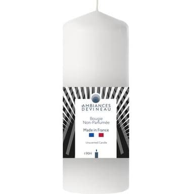 Ambiances Devineau Bougie cylindrique blanche, 90 h