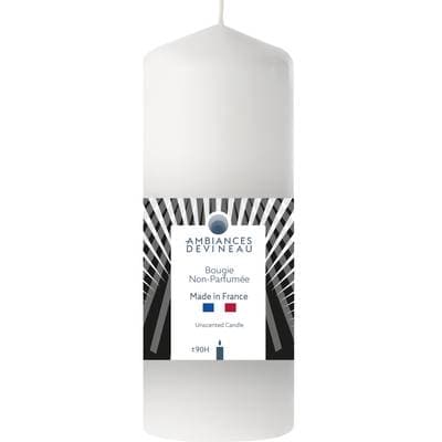 Ambiances Devineau Bougie cylindrique blanche, 90 h