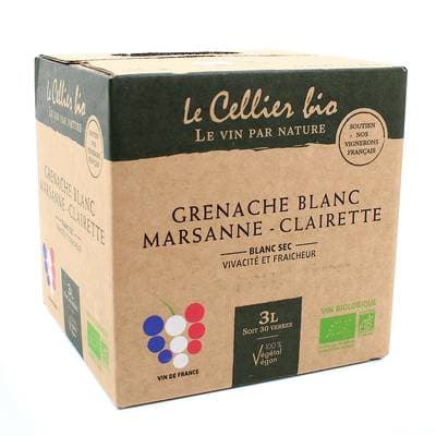 Grenache blanc - Marsanne - Clairette Le Cellier Bio 12.5°, Bag in box 3L
