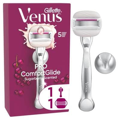 Gillette Venus Rasoir Pro Comfort Glide Sugarberry, 1 manche et 1 recharge de lames