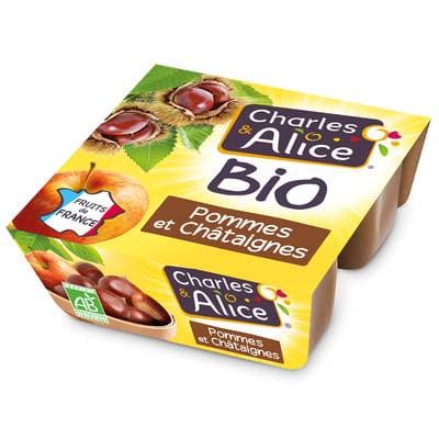 Charles et Alice Pommes Châtaignes Bio, 4x95g
