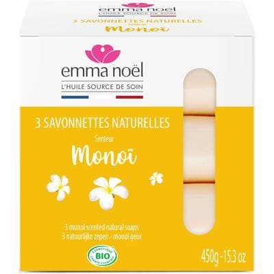 Emma Noel Savonnettes Naturelles Monoï Cosmébio, 3x150g