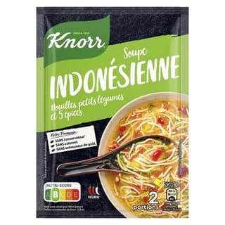 Knorr Soupe Indonésienne- Nouilles, Petits Légumes et 5 épices déshydratée en sachet pour 2, 45g