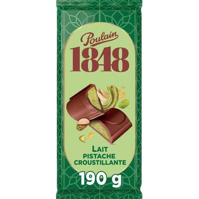 Poulain 1848 Tablette Chocolat au lait et pistache, 190g