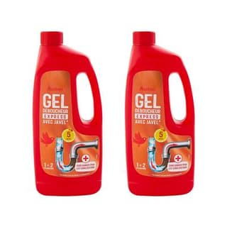 Auchan Gel déboucheur express avec javel, Lot de 2x1L