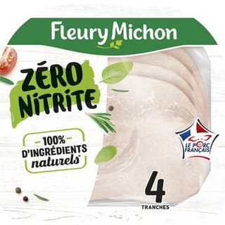 Fleury Michon Jambon Zéro Nitrite, 4 tranches - 120g