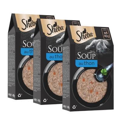 Sheba - Soup Sachets Soupe Filets de Thon pour chat, Lot de 3 - 4x40g