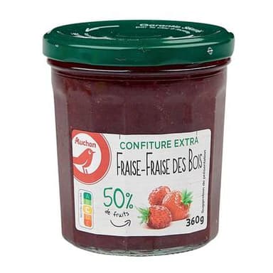 Auchan Confiture extra de fraises et fraises des bois, 360g