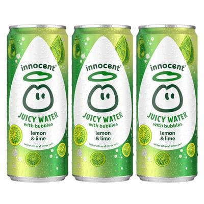 innocent Juicy Water Pétillante Citron - Citron Vert, Lot de 3x33cl