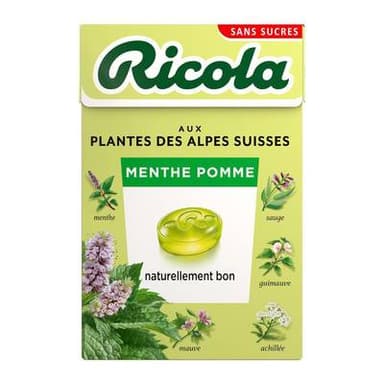 Ricola Bonbon Menthe Pomme sans sucre, 50g