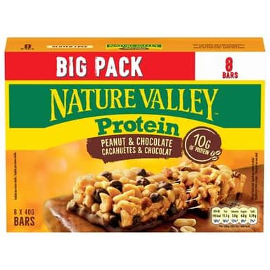 Nature Valley Barres de céréales cacahuètes et chocolat protéine, 8x40g