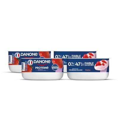 Danone Fromage Blanc Protéiné Fraise 0%mg, Lot de 2 - 4x100g