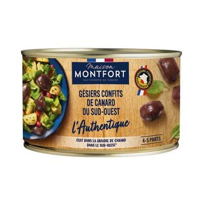 Maison Montfort Gésiers confits de canard du sud ouest 4/5 parts en conserve, 385g