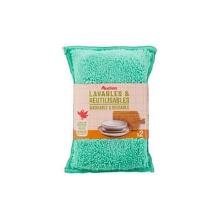 Auchan Eponges lavables et réutilisables, 2 éponges