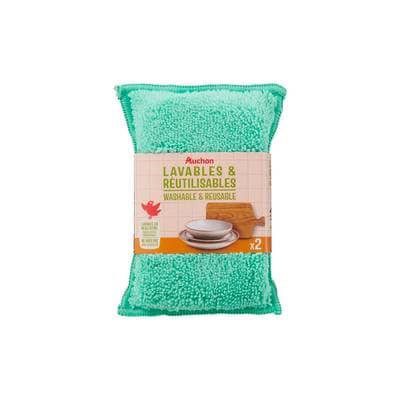 Auchan Eponges lavables et réutilisables, 2 éponges