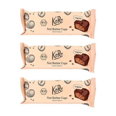 Koro Bouchées Nut Butter Cups noisettes salées bio, Lot de 3 - 3x13g