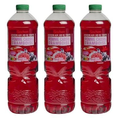 Auchan Boisson aux fruits goût pomme cassis framboise, Lot de 3x2L