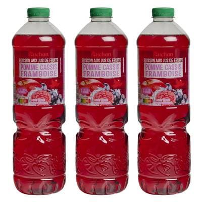 Auchan Boisson aux fruits goût pomme cassis framboise, Lot de 3x2L
