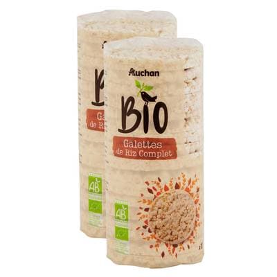 Auchan BIO Fines galettes de riz complet bio, Lot de 2x130g