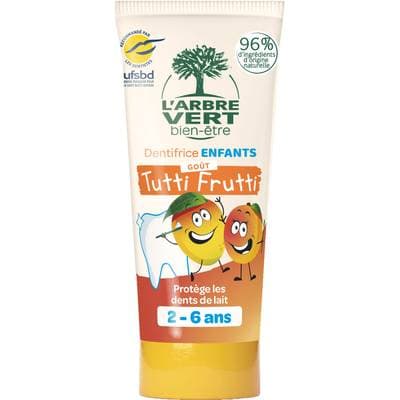 L'Arbre Vert Bien-Etre Dentifrice Enfant 2-6 ans Fluoré Tutti-frutti, 50ml