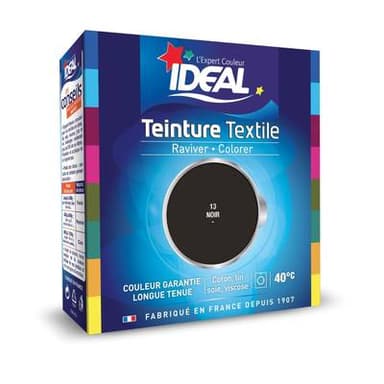Idéal Teinture textiles en coton, lin ou viscose noir N°13 + fixateur