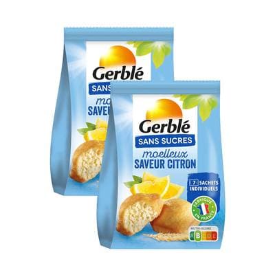 Gerblé Sans Sucres 7 Moelleux saveur citron, Lot de 2x196g