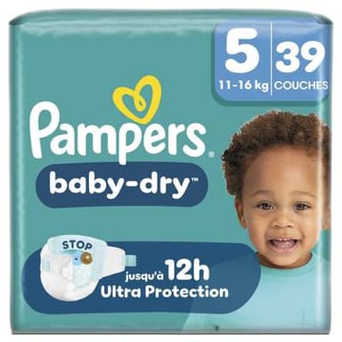 Pampers Babydry Couches Baby-Dry 11-16kg - Taille 5, 39 couches