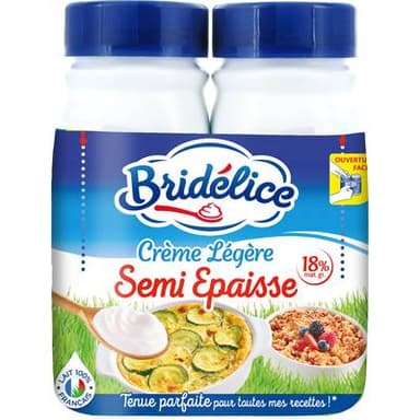 Bridélice Crème 18% Mg Légère Semi Epaisse UHT, 2x25cl
