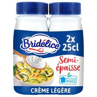 Bridélice Crème 18% Mg Légère Semi Epaisse UHT, 2x25cl
