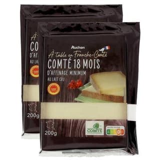 Auchan Terroir Comté AOP au lait cru affinage 18 mois, Lot de 2x200g