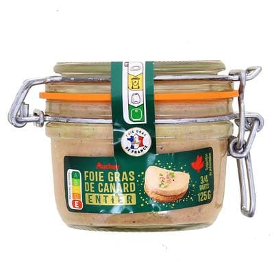 Auchan Foie Gras de Canard Entier, 3/4 parts - 125g