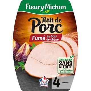 Fleury Michon Rôti de porc fumé au bois de chêne, 4 tranches - 140g