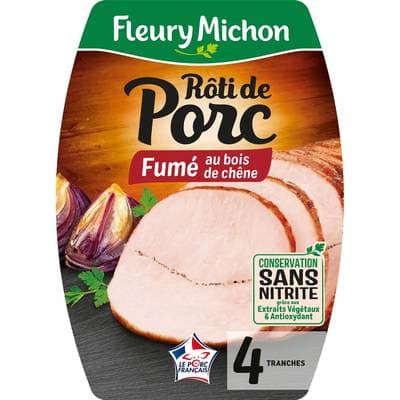 Fleury Michon Rôti de porc fumé au bois de chêne, 4 tranches - 140g