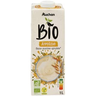 Auchan BIO Avoine sans sucres ajoutés bio boisson végétale, 1L