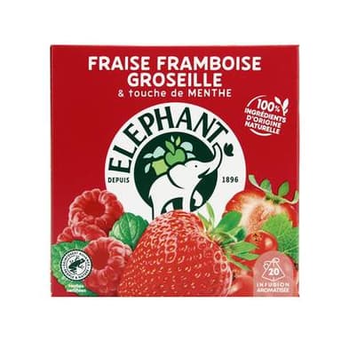 Elephant Infusion fraise framboise groseille et touche de menthe, 20 sachets