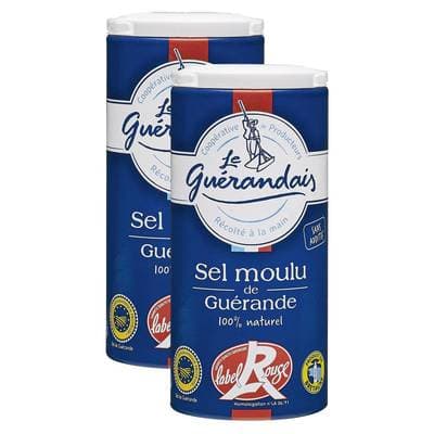 Le Guérandais Sel Fin de Guérande en Boite IGP Label Rouge, Lot de 2x250g