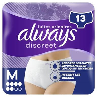 Always Discreet Culottes pour Fuites Urinaires Taille M Blanc, 13 culottes
