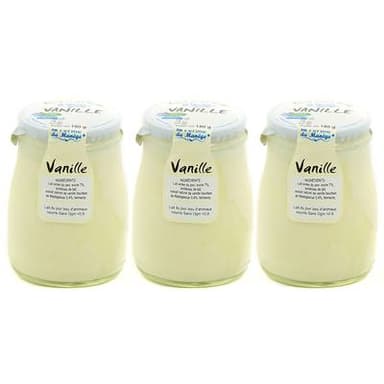 La Ferme du manège Yaourt Vanille au lait entier, Lot de 3x180g