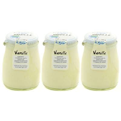 La Ferme du manège Yaourt Vanille au lait entier, Lot de 3x180g