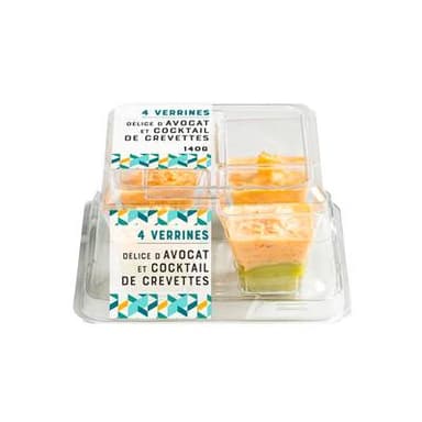 Mix Buffet Verrines Délice avocat et cocktail de crevettes, 4x35g