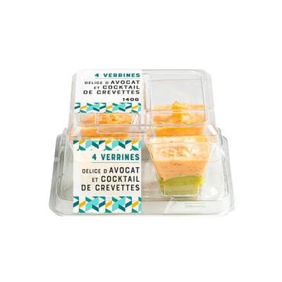 Mix Buffet Verrines Délice avocat et cocktail de crevettes, 4x35g