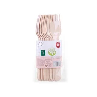 ACTUEL Fourchettes en bois, 10 fourchettes