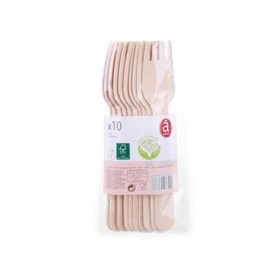ACTUEL Fourchettes en bois, 10 fourchettes