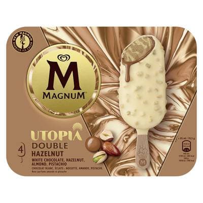Magnum Bâtonnets glacés double noisette, amande et pistache, 4 bâtonnets - 284g