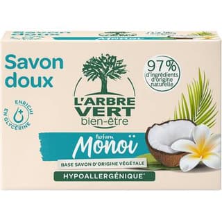 L'Arbre Vert Bien-Etre Savon doux hypoallergénique parfum Monoï, 90g