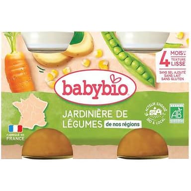 Babybio Jardinière de légumes de nos Régions Bio Pot Bébé Dès 4 mois, 2x130g