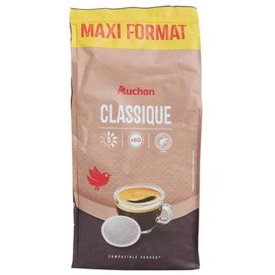 Auchan Dosettes de café classique, 60 dosettes
